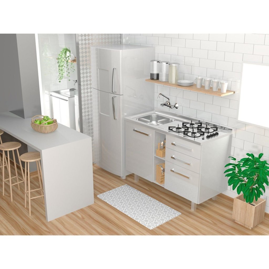 Fogão Pia Ghelplus 4 Bocas Direito 120CMX54,5 Acendimento Automático Bivolt Inox
