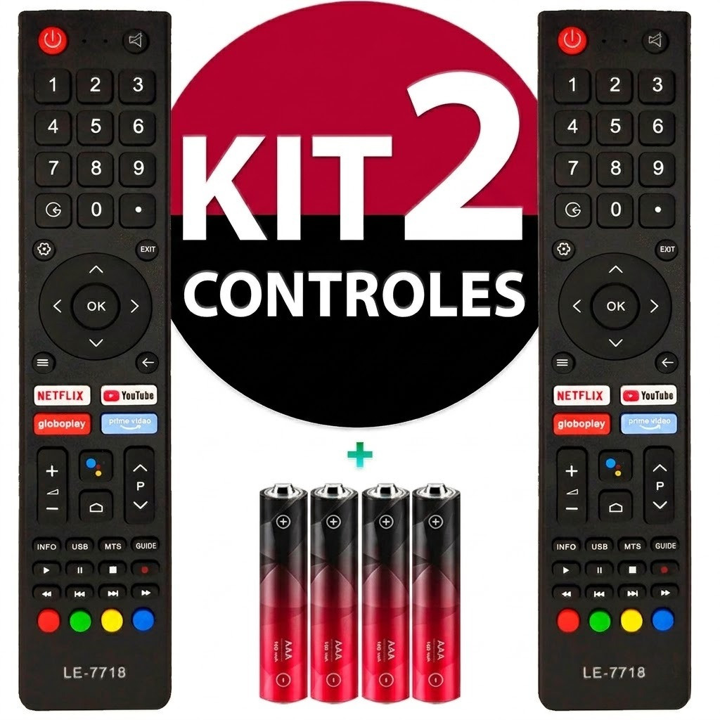 Kit Controle Remoto Compatível Tv Smart Philco Smart TV 4K PTV32 PTV42