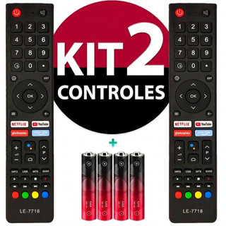 Kit Controle Remoto Compatível Tv Smart Philco Smart TV 4K PTV32 PTV42