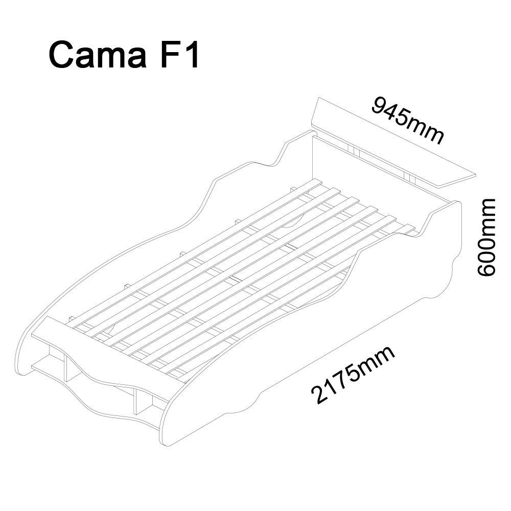Cama Infantil Carro F1 090 100% MDF Vermelho · foto 2
