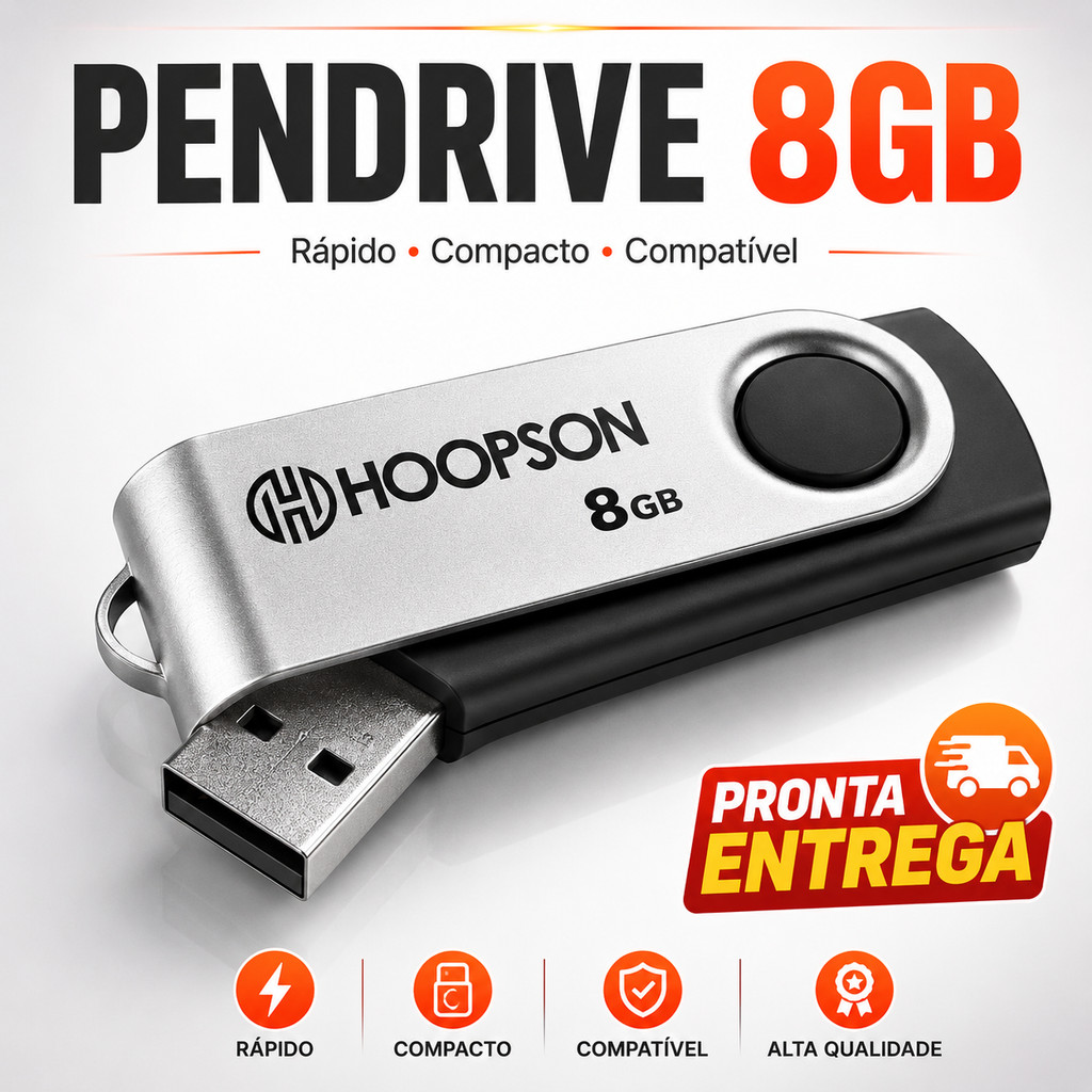 Pendrive USB 2.0 8GB – Twist Hoopson | Pen Drive de Alta Velocidade