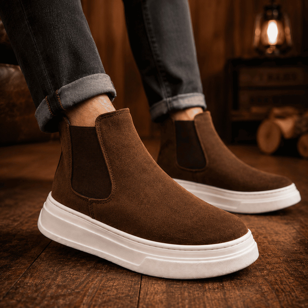 Tênis Slip On Masculino Camurça Casual Urbano Confortável Sem Cadarço Moderno Dia a Dia