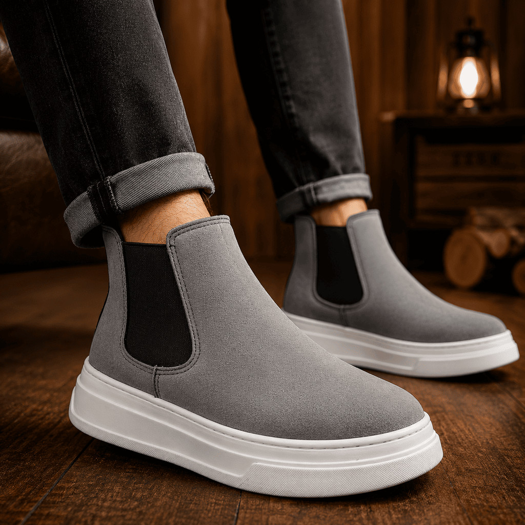 Tênis Masculino Moderno Casual Slip On Solado Alto Leve Confortável Estilo Urbano