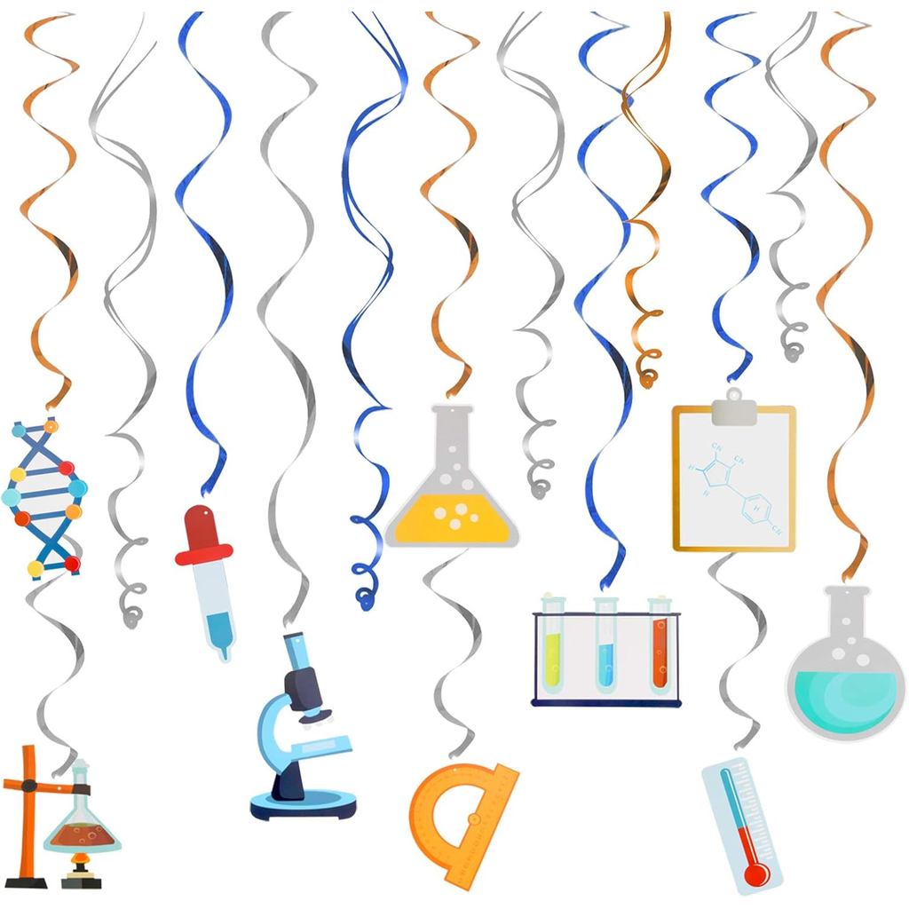 LINGTEER Science Serpentinas Suspensas para Laboratório de Química, Frasco Erlenmeyer, Adereços Decorativos para Festas