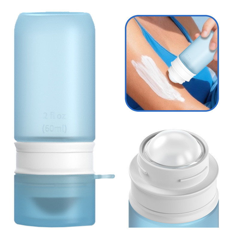 Aplicador E Dispensador De Protetor Solar De Silicone-Rolo Recarregável Portátil + Esponja Para Loção , Corporal-Ferrame