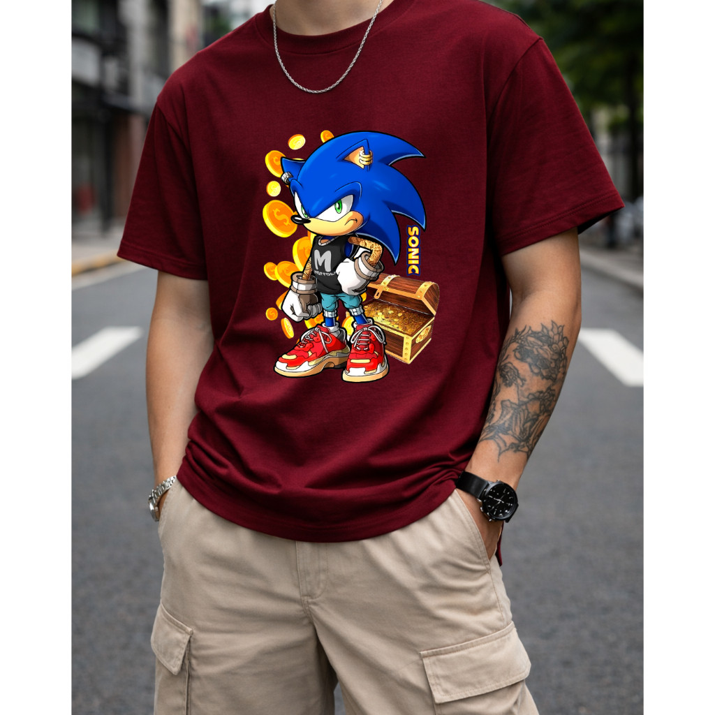 Camiseta Sonic Moedas Desenho Unissex 100% Algodão Premium Alta Qualidade
