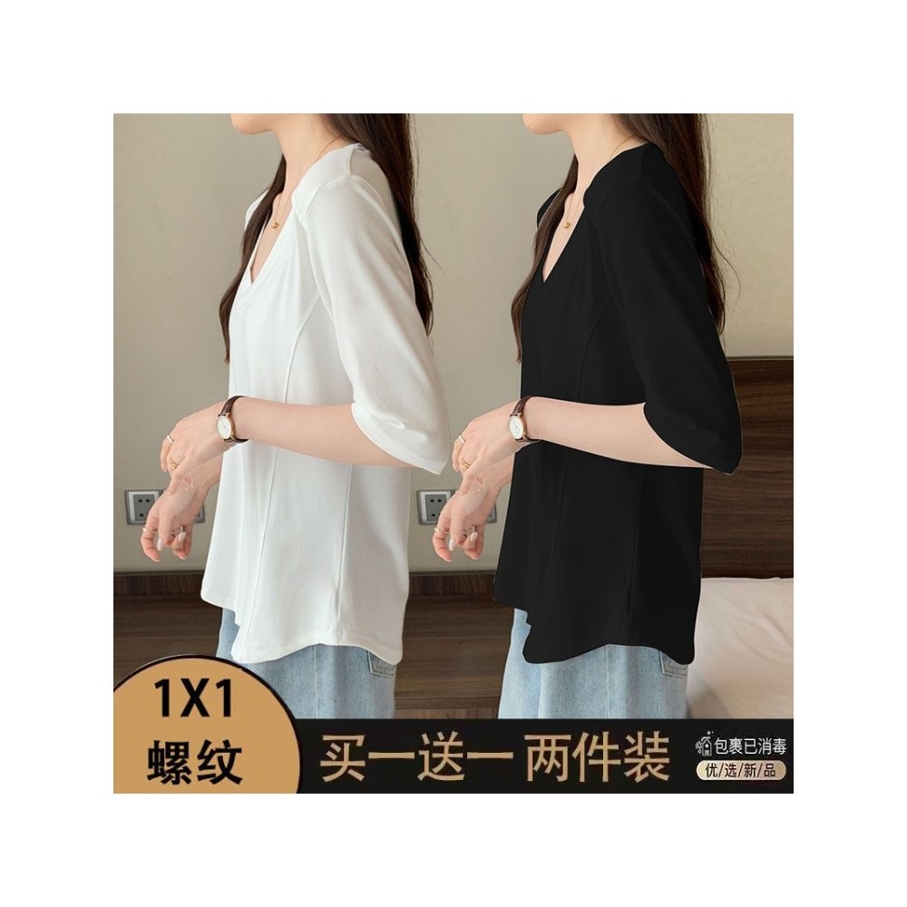 Único/duas peças moda gordura MM camiseta de manga curta feminina estilo coreano ombro frontal tamanho grande 100kg verã