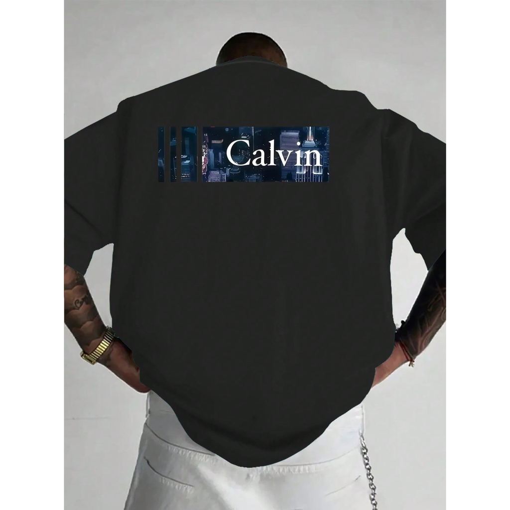 CAMISETA Masculina Estampa Nas Costas Estilo Regular Manga Curta Estampada Malha 30.1 Algodão Verão