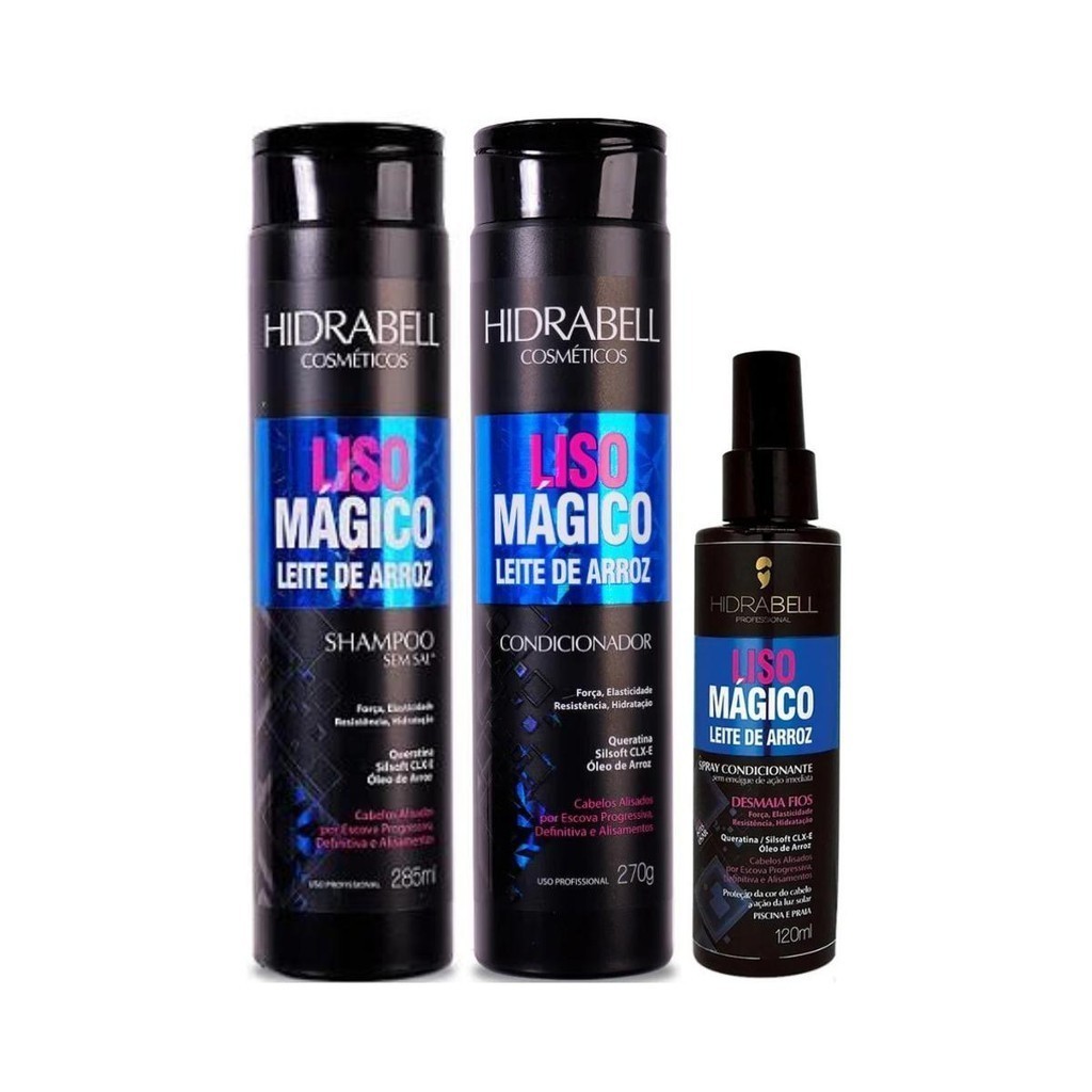 Kit Hidrabel Liso Mágico  - Shampoo + Condicionador + Spray