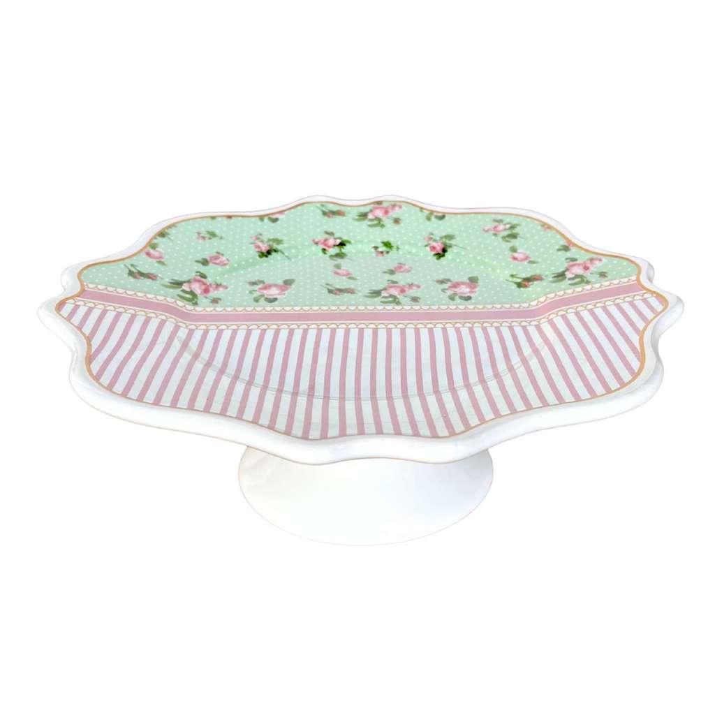Prato de Bolo Suporte Porta Torta Boleira Petit Four Belle Romance 19cm Cerâmica Scalla