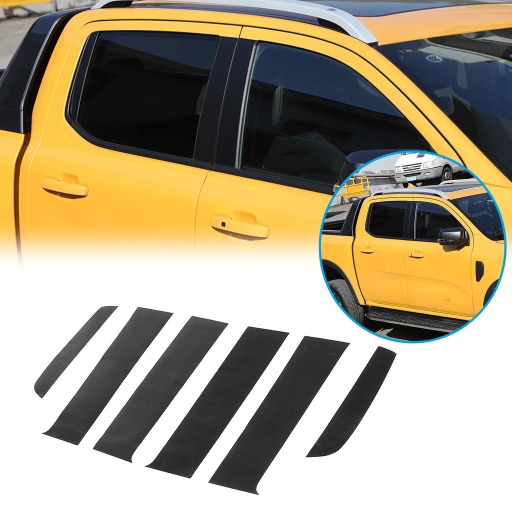Para Ford Ranger 2023 Pilar Central Do Carro Decoração Adesivo Material PVC Preto Acessórios De Proteção Exterior 6 Pçs