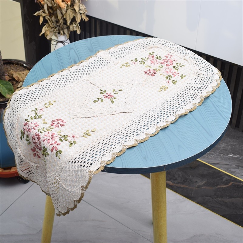 Frete grátis comércio exterior pedido Original europeu Pastoral linho fita artesanal bordado Placemat corredor de mesa A