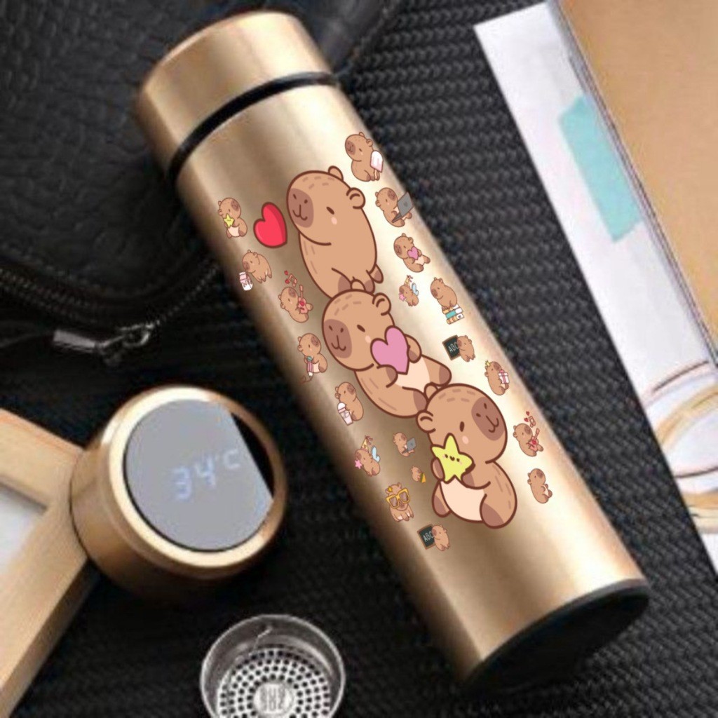 Garrafa Térmica Capivara Infantil 500ML Com Termômetro Led