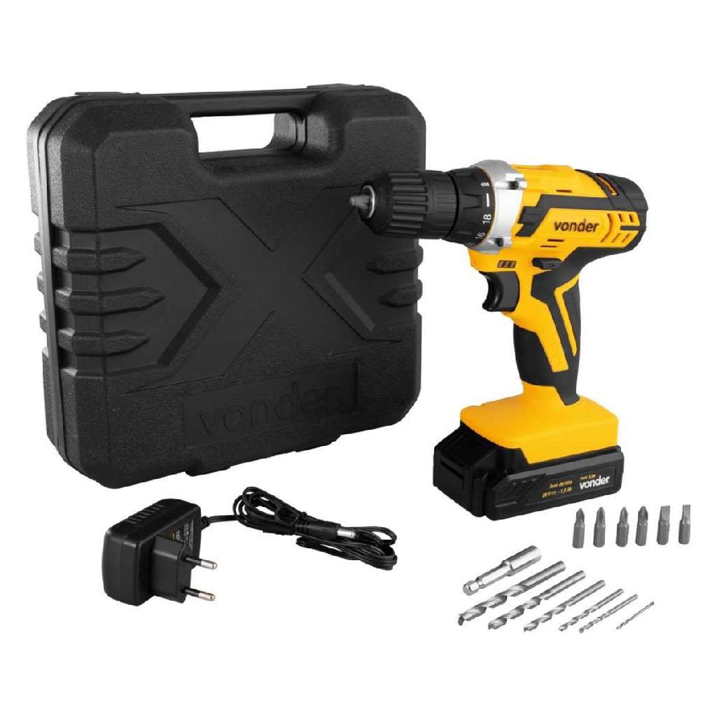 Parafusadeira Furadeira a Bateria e Maleta Vonder Bivolt 20V