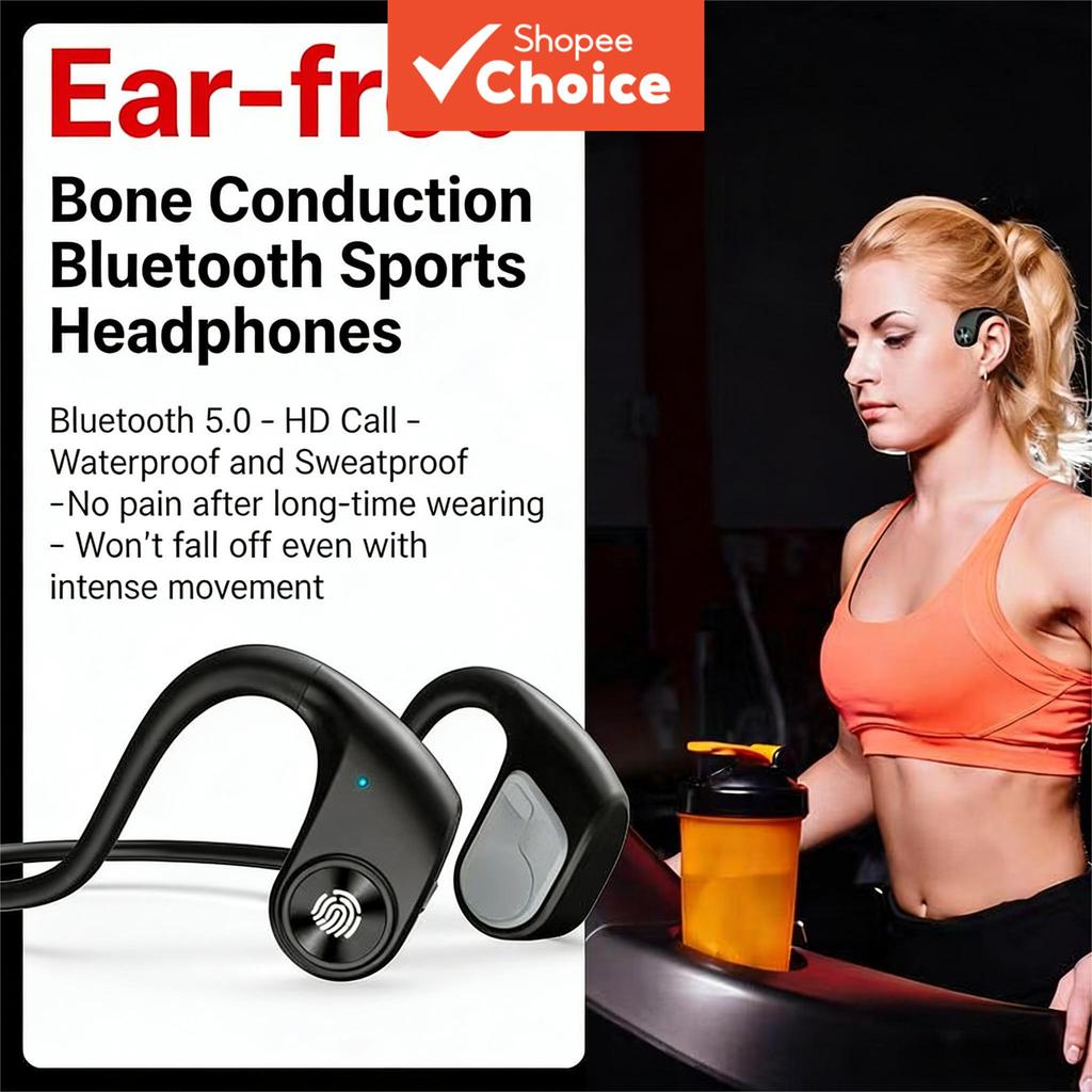 Fones de Ouvido com Condução Óssea Design Aberto Longo Tempo de Reprodução Ciclismo Caminhada Esportivos Fones