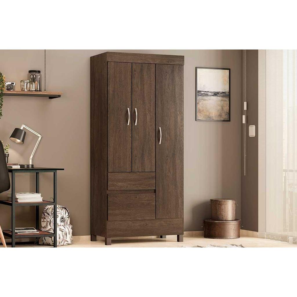 Guarda Roupa Solteiro 3 Portas e 2 Gavetas Wind Café Touch - Demóbile