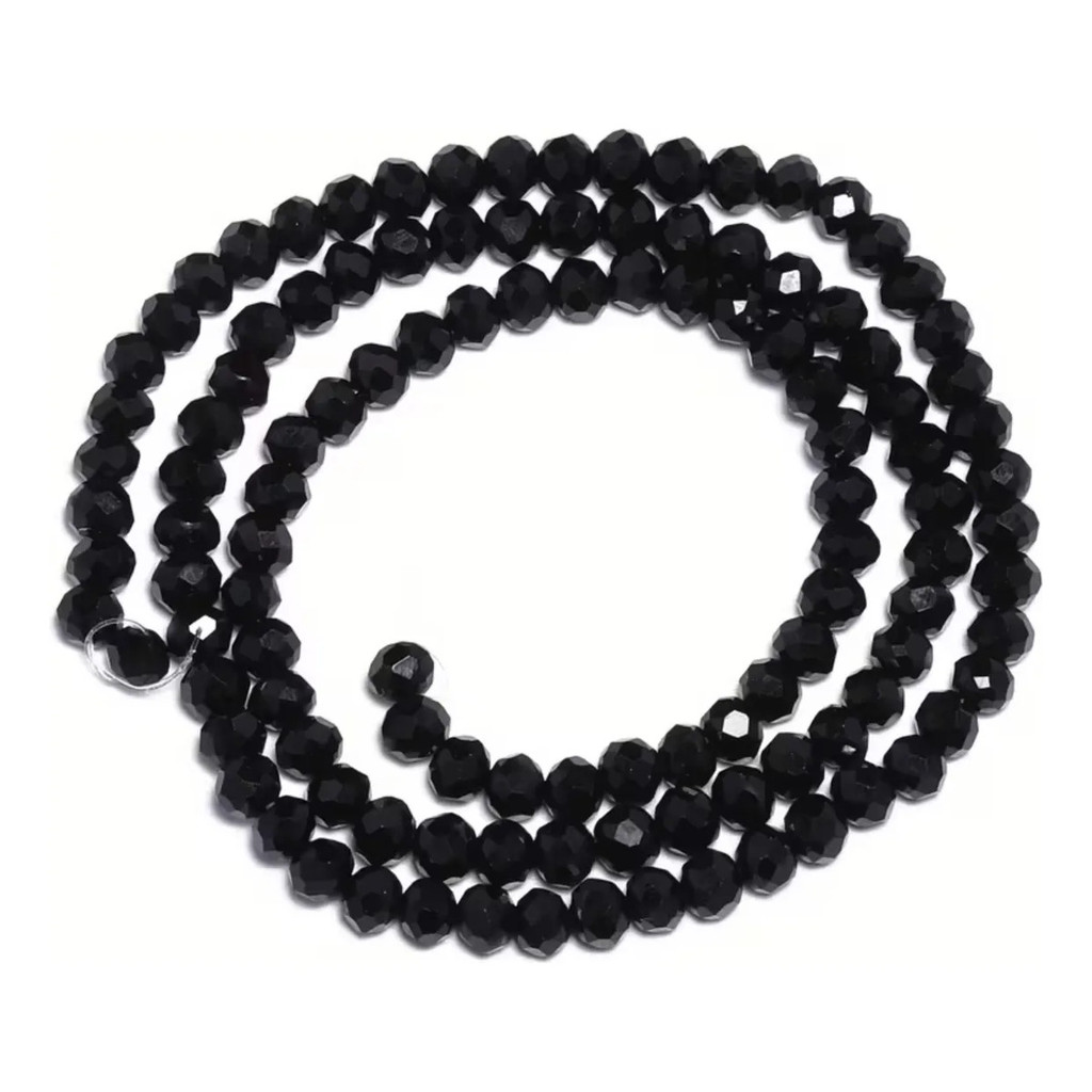 Miçanga Cristal Guia Vidro Preto 8mm - Espiritualidade Preto 40 Cm 8 Mm