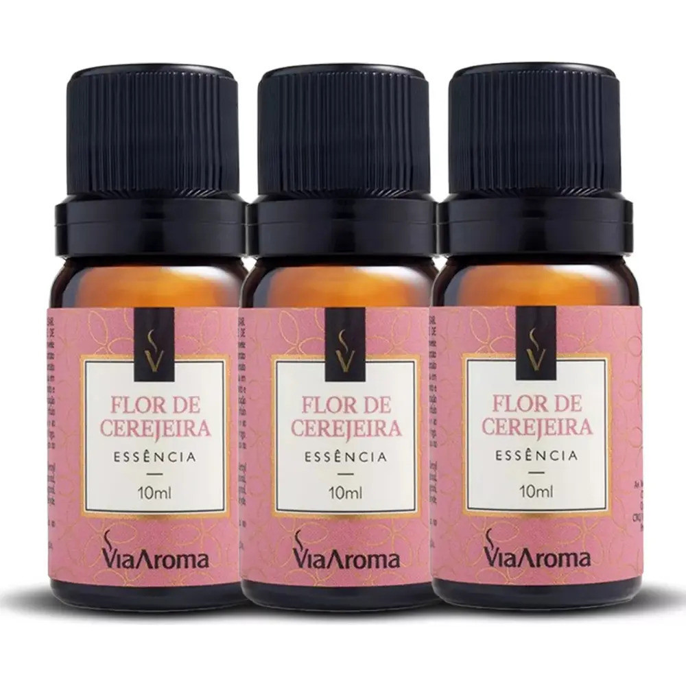 Kit 3 Unidades Essência Flor De Cerejeira Via Aroma 10ml