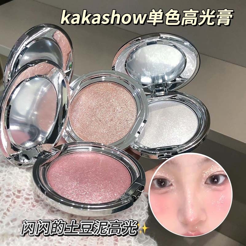 Kakashow monocromático alto brilho creme iluminando rosto piscando batatas picadas 2025 venda quente perolado brilho dep
