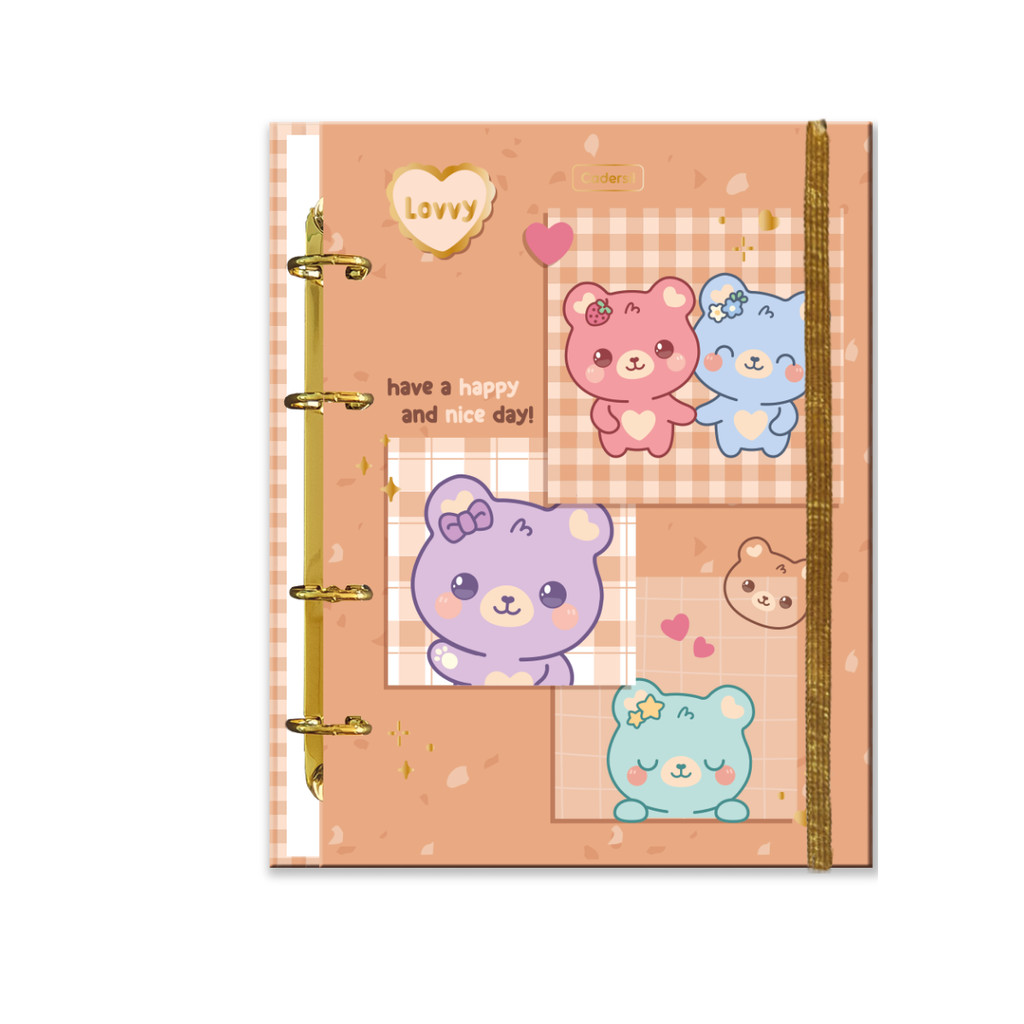 Caderno Argolado Colegial Criativo Lovvy 80fls-CADERSIL Capa:Happy