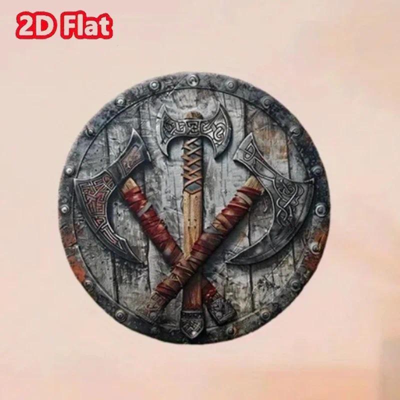 HELLOYOUNG Viking Axe 3D Wall Art Decoração De Metal À Prova D'água De Ferrugem Fácil Suspensão