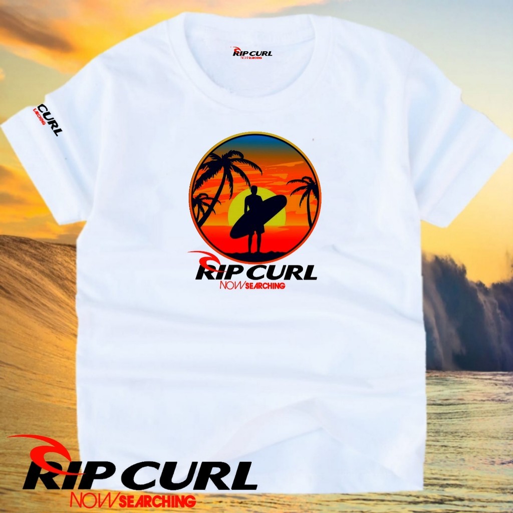 Venda Quente Rip Curl Praia Surf Masculino E Feminino T Camisa Pôr Do Sol Surfista Silhueta Casual Manga Curta Grosso Co