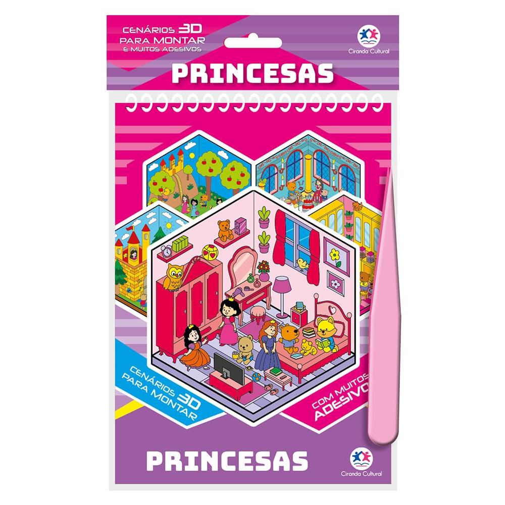 Livro Adesivos Princesas com Adesivos 3D