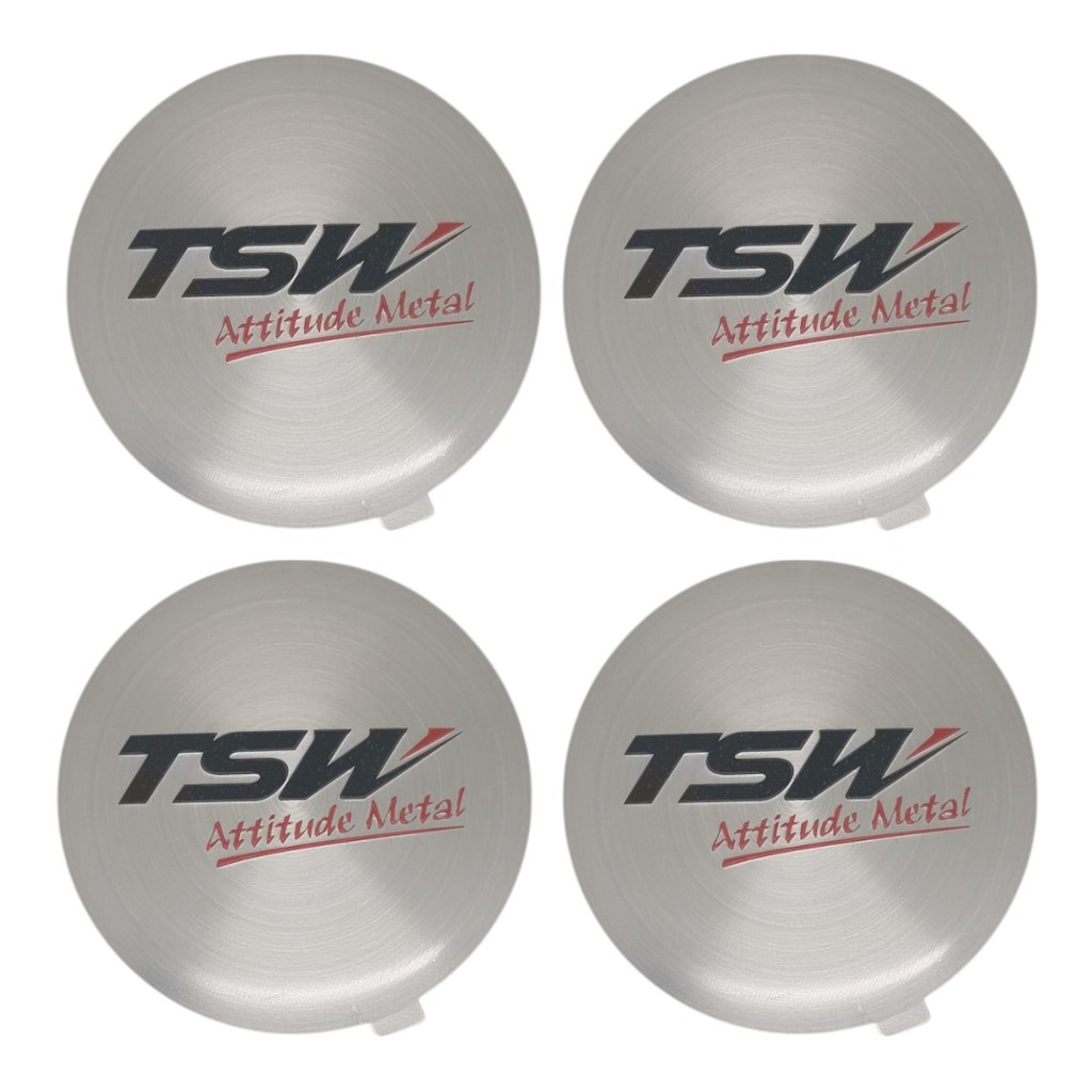 Kit 4 Emblema Aluminio Auto Adesivo TSW 90mm