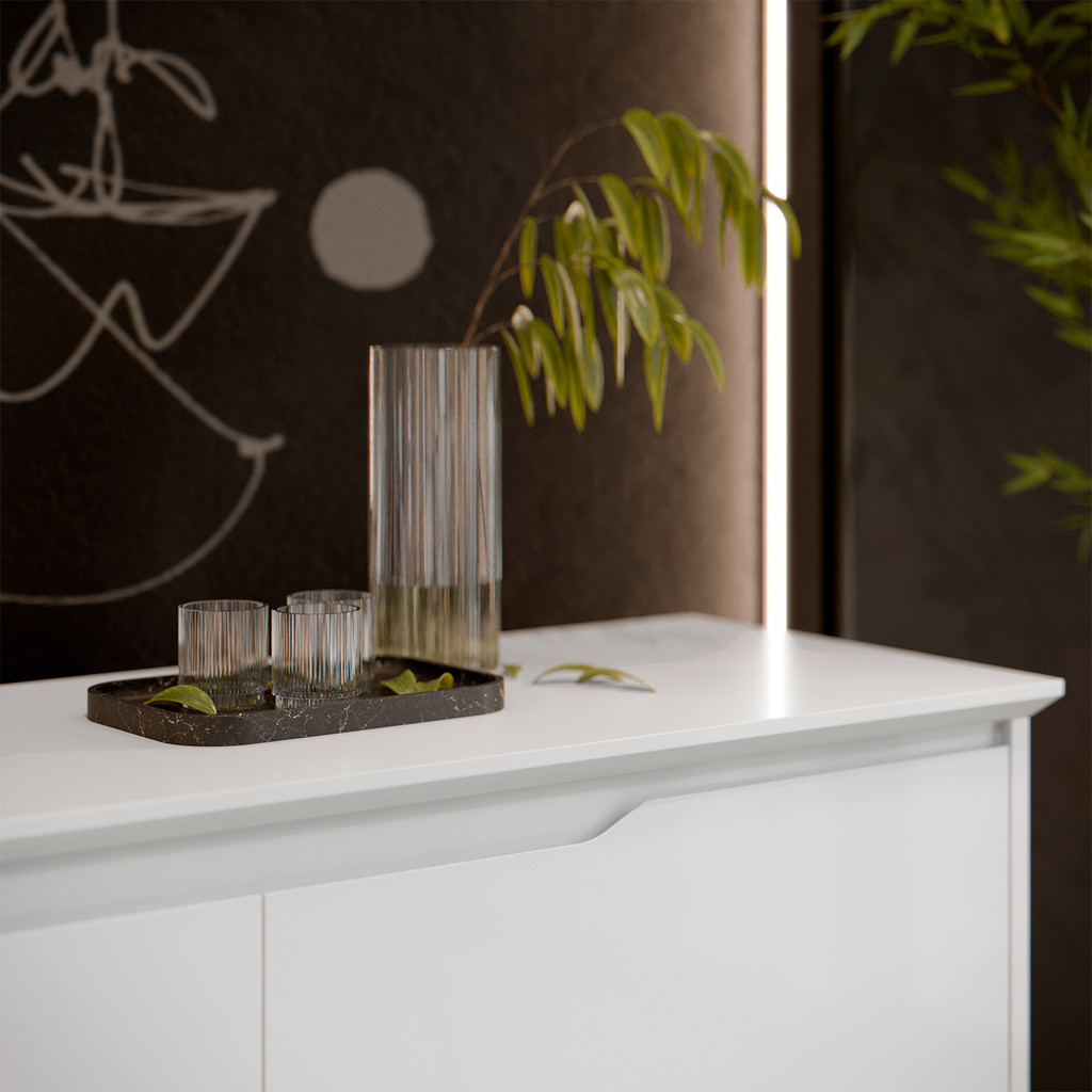 Buffet Aparador Bancada Para Cozinha Sala de Jantar 2 Portas com 2 Gavetas Branco - Moveisaqui — imagem 2 de 2
