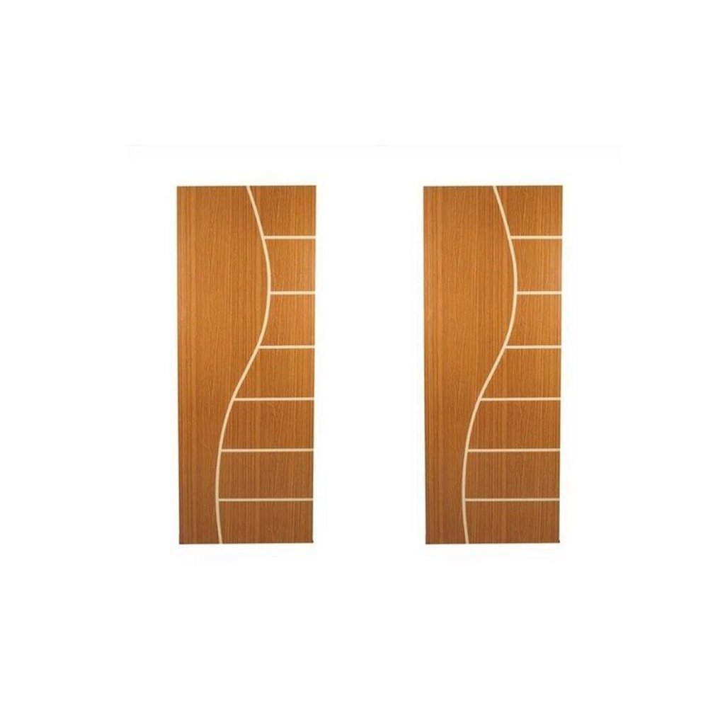 Kit com 2 Folhas de Porta Madeira Decorada 210x80cm Espessura 3,5cm Cantareira Marrom/Mogno MGM