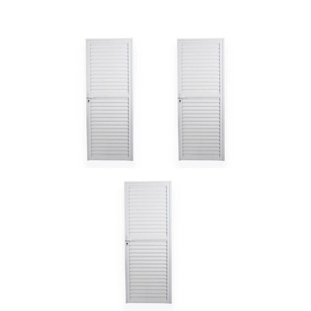 Kit com 3 Portas de Alumínio Laminada 210x70cm Soft Plus MGM Branco 70