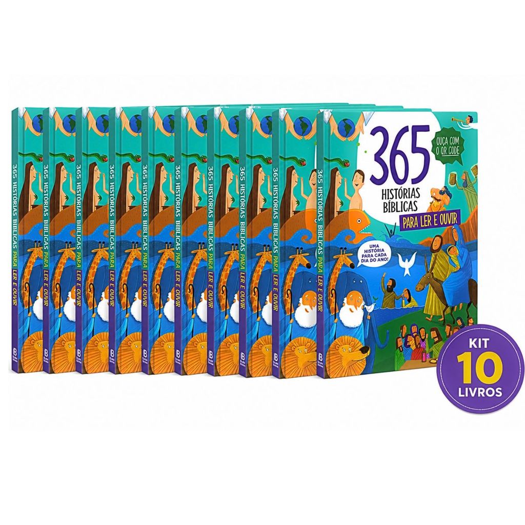 Kit 10 Livros - 365 Histórias Bíblicas Para Ler e Ouvir