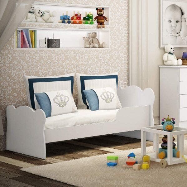 Mini Cama Infantil com Proteção Lateral 1590 Baby  Branco