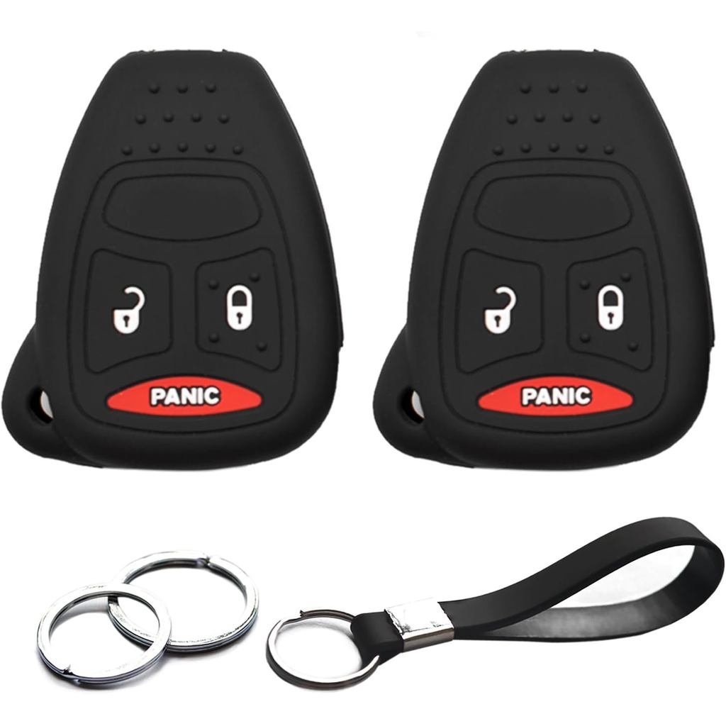 2 peças compatíveis com Dodge Caliber, Charger, Dakota, Durango, Magnum, Ram 1500, 2500, 3500. Capa protetora para chave