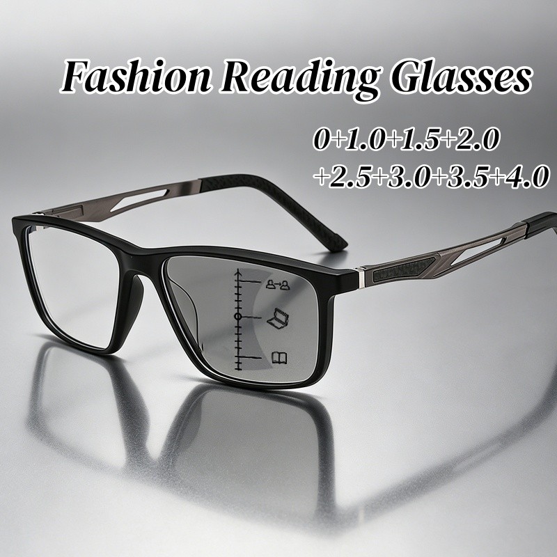 Vintage TR Quadro Óculos Fotocromáticos Retro Descoloração Multifocal De Leitura Feminino Masculino Visão Distante Eygla