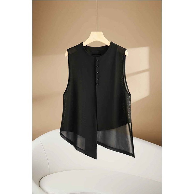 Novo estilo chinês estilo chinês colete feminino Design Irregular moda gaze estilo fino exterior usar protetor solar sem