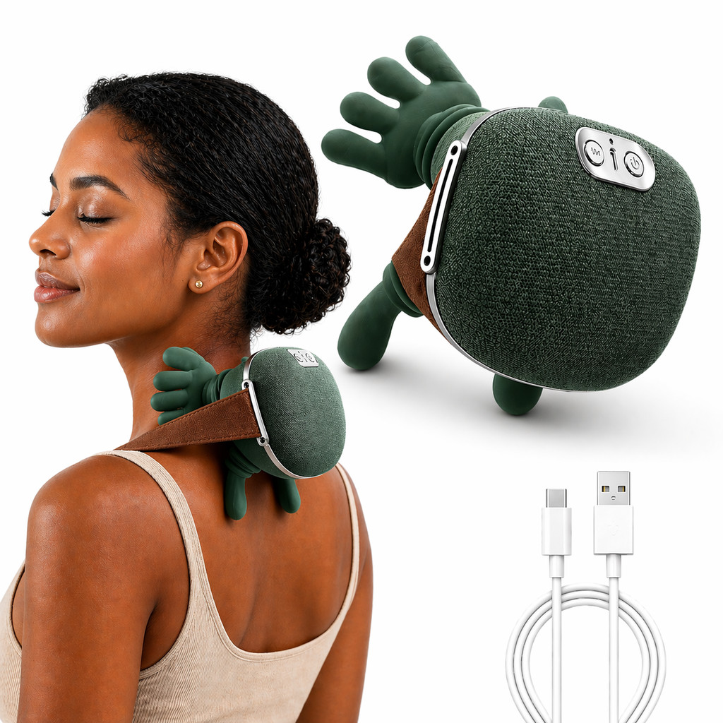 Massageador Cervical Pescoço Ombros Mãozinha 3D Calor Recarregável