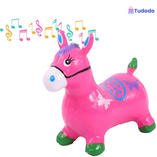 Brinquedo inflável em estilo de cavalo saltitante, com music