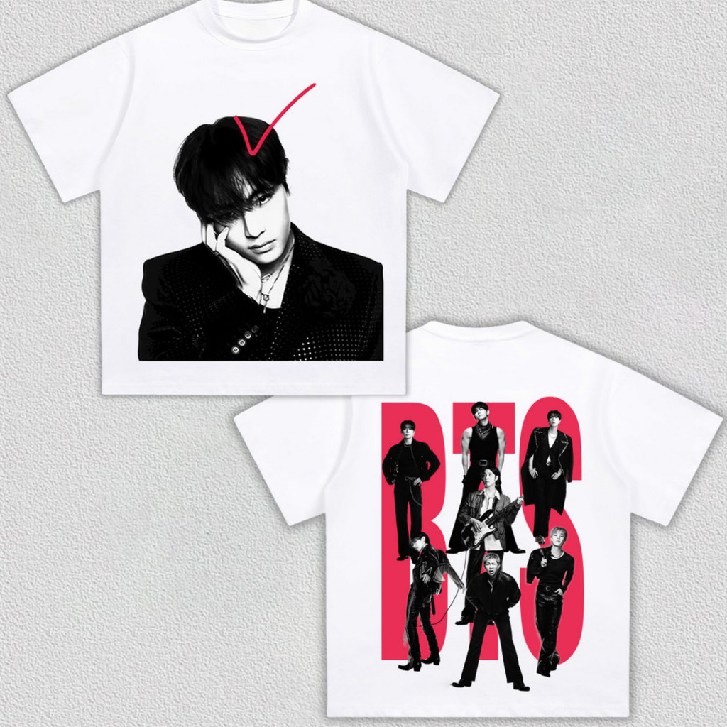 Camiseta Feminina Masculina Kim Tae Hyung BTS V Kpop Turnê Mundial Arirang 2026 Army Streetwear Novo