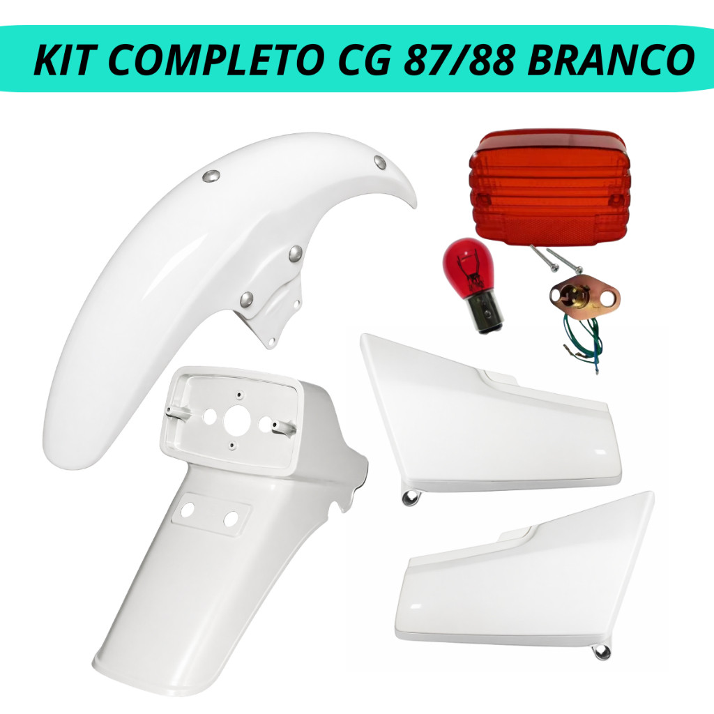 Carenagem Branca Cg 125  86 87 88 Paralama Dianteiro+Traseiro Laterais + Lente Completa