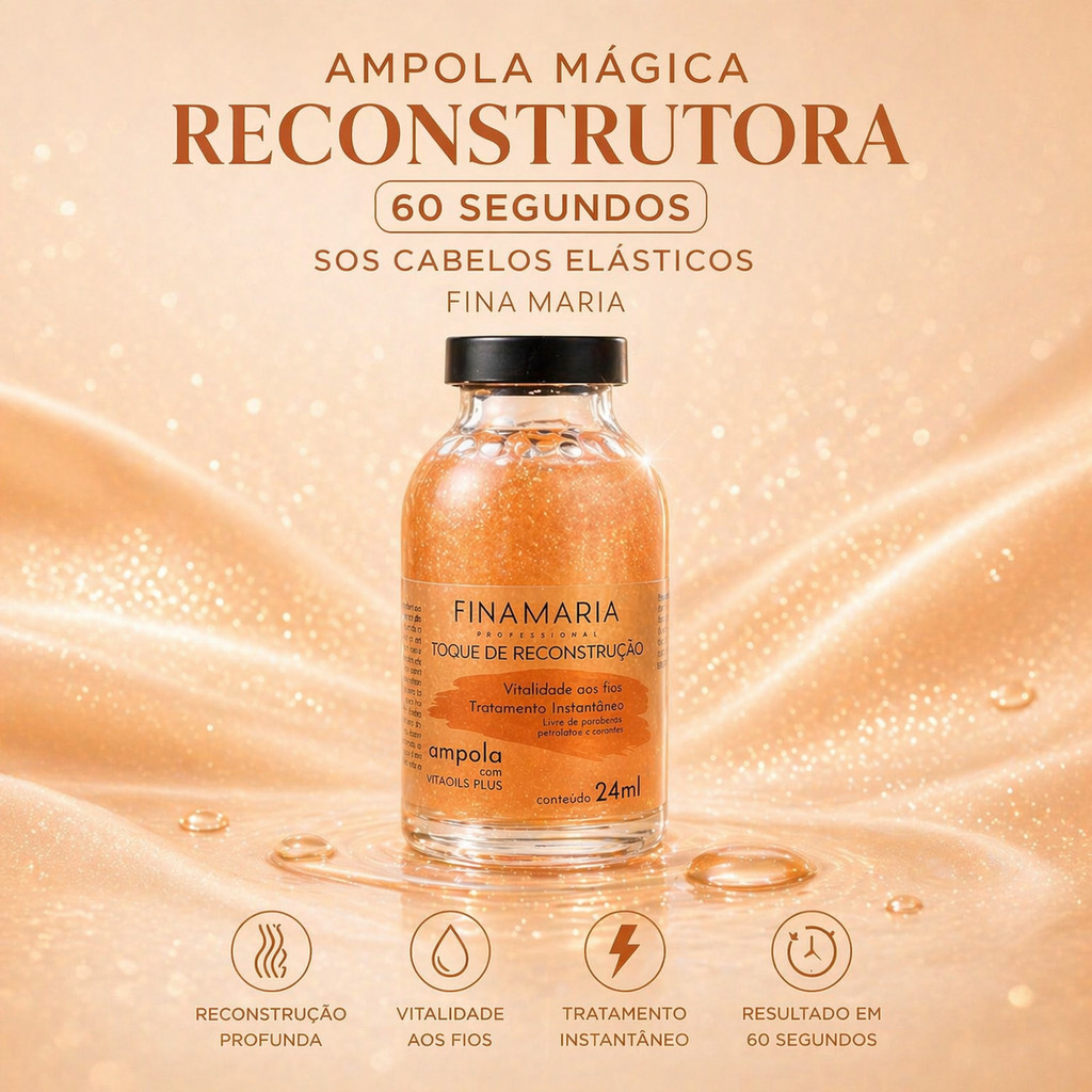 AMPOLA RECONSTRUTORA MÁGICA 60 SEGUNDOS | SOS CABELOS ELÁSTICOS | FINA MARIA em Oferta na Shopee