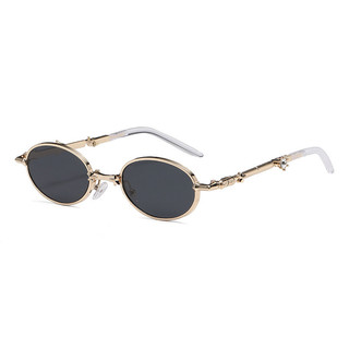 Óculos de sol ovais dobráveis, com armação de metal e detalhes em cristal, modelo moderno, proteção UV400 para atividade