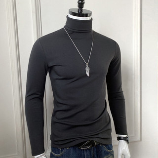 Camisa de fundo masculina Modal camiseta lapela superior manga comprida cor sólida mais veludo espessamento outono inver