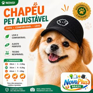 Chapéu para Cachorro Ajustável Pet Fofo com Estampa Acessório Confortável para Cães Pequenos Médios e Grandes