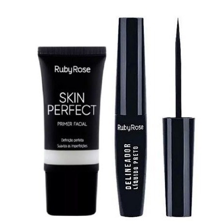 KIT Primer Facial Ruby Rose Skin Perfect HB-8086+HB8406 DELINEADOR LIQUIDO PRETO - RUBY ROSE