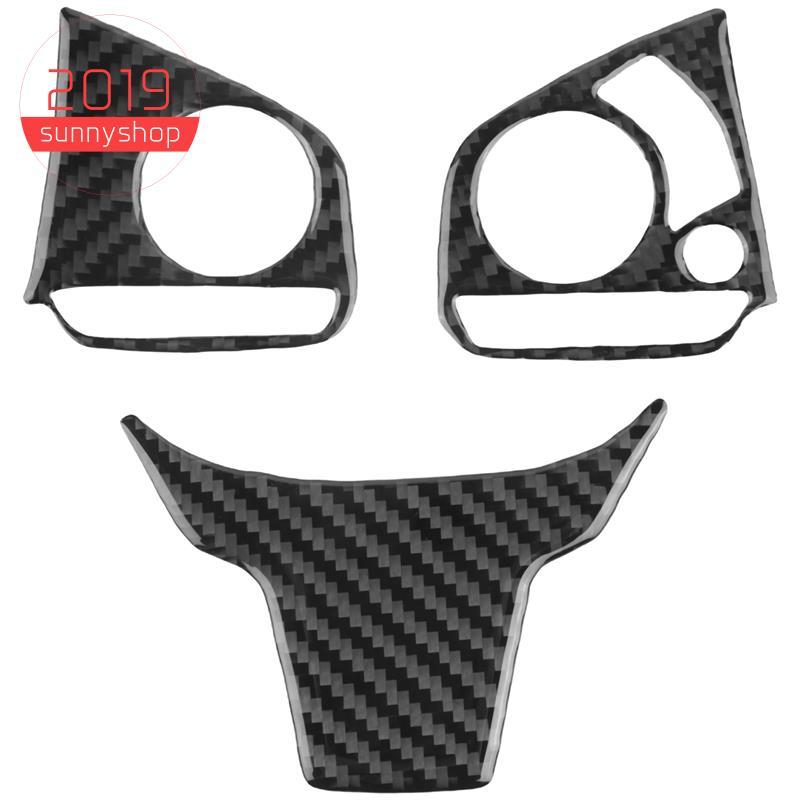 [Bestseller S] 3 Unidades De Fibra De Carbono Para Carro , Botão Do Volante , Interruptor Painel , Decoração De Acabamen