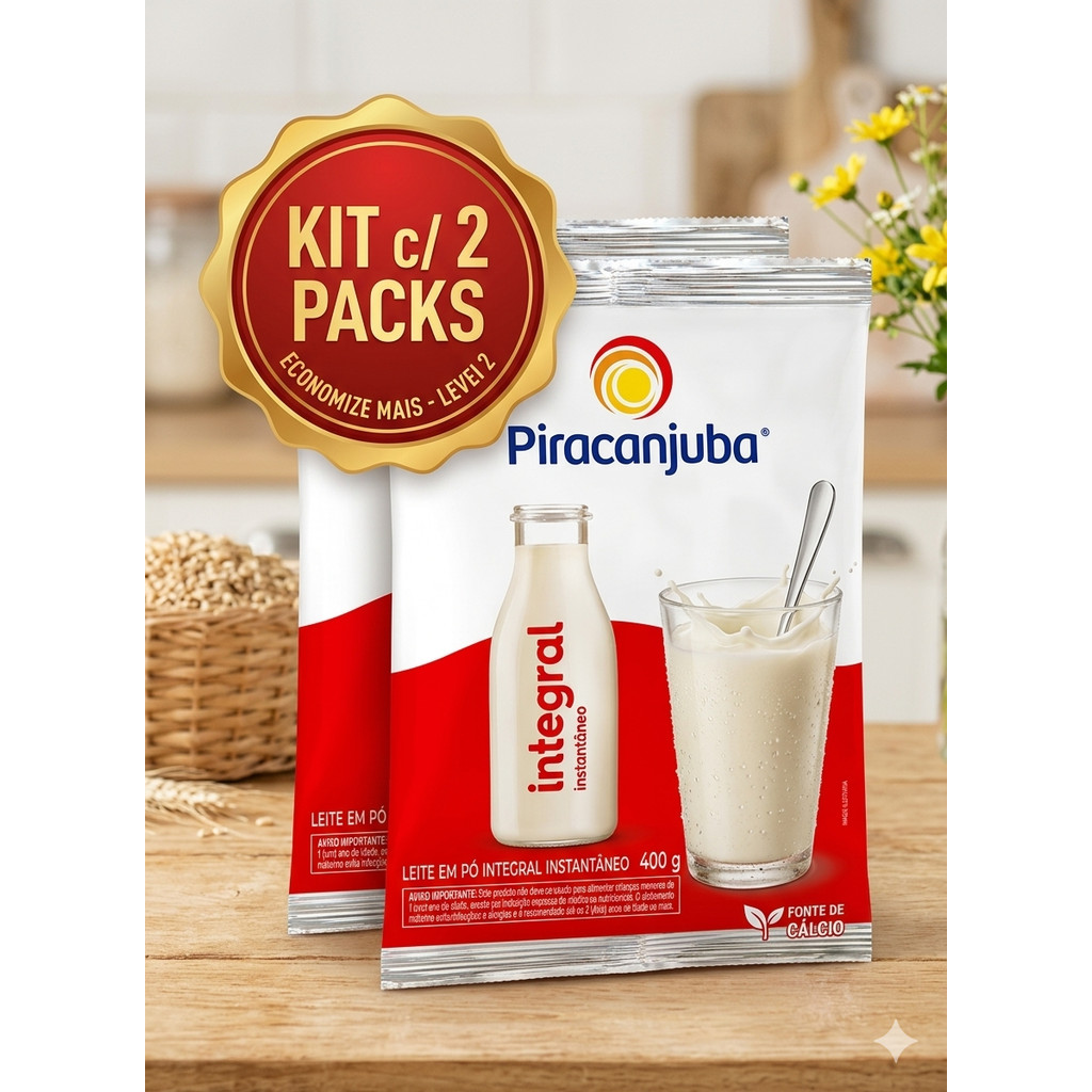 Kit c/2 Leite em Po Integral instantaneo 400GR Piracanjuba