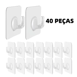 Ganchos Adesivos Transparentes – Forte Fixação, Sem Furo, Impermeáveis–Ideal para Cozinha e Banheiro