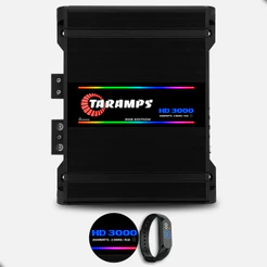 Amplificador Taramps HD 3000 RGB Edition - Preto Monocanal 2 Ohms 3000W RMS Som Forte Subwoofer Grave Pancadão Classe D