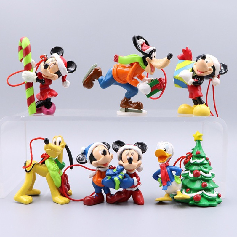Conjunto de 6 peças de chaveiros de anime do Mickey Mouse de 6-8cm, Minnie Potato, Caterpillar, Pato Donald, Árvore de N
